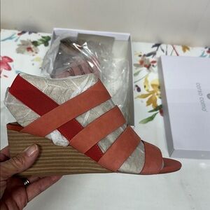 Corso Como Red and Tan Wedge Sandals